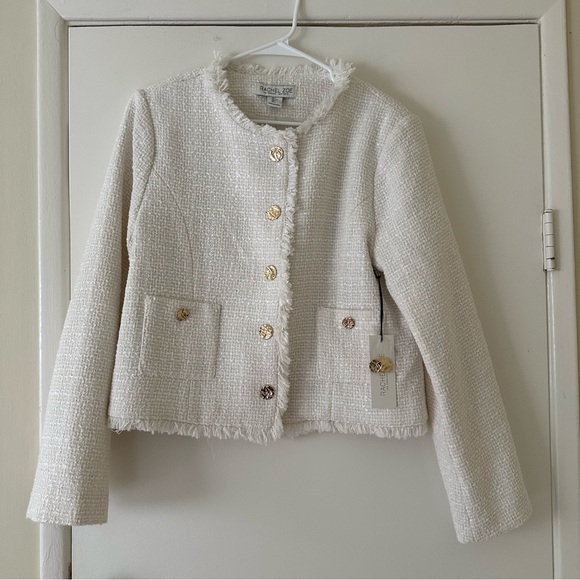 NWT Rachel Zoe Cream Tweed Textured Blazer - Picture 1 of 4
